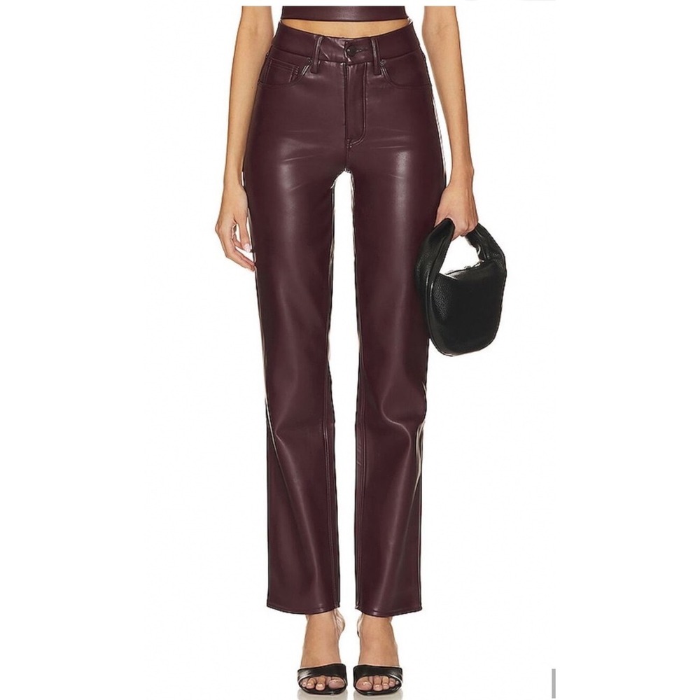 Good American Good Icon Better Than Leather Pants Oxblood Burgundy 12 31